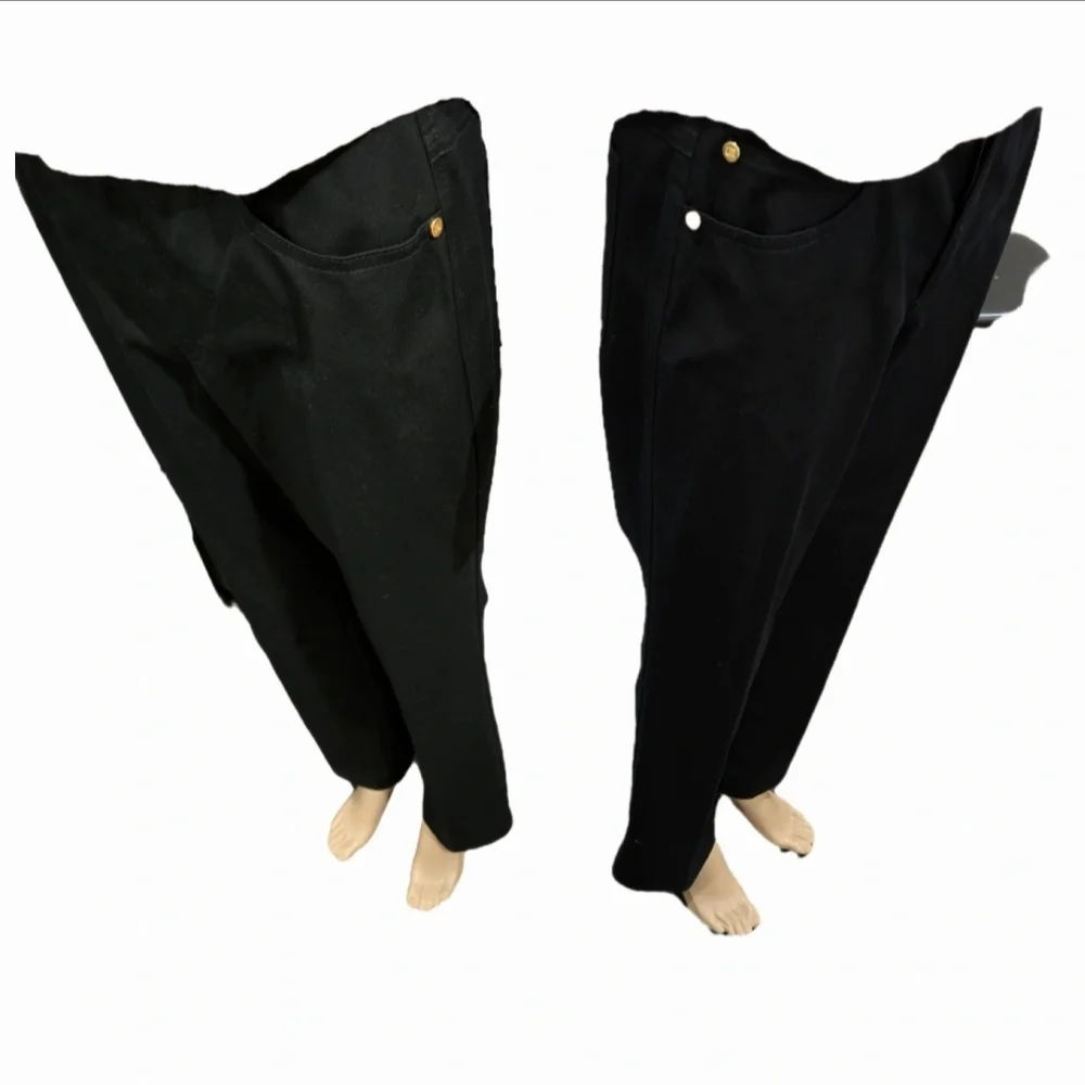 ESCADA Tessa Black Cotton Stretch Straight Leg Trousers Size 4-6 - Picture 9 of 12